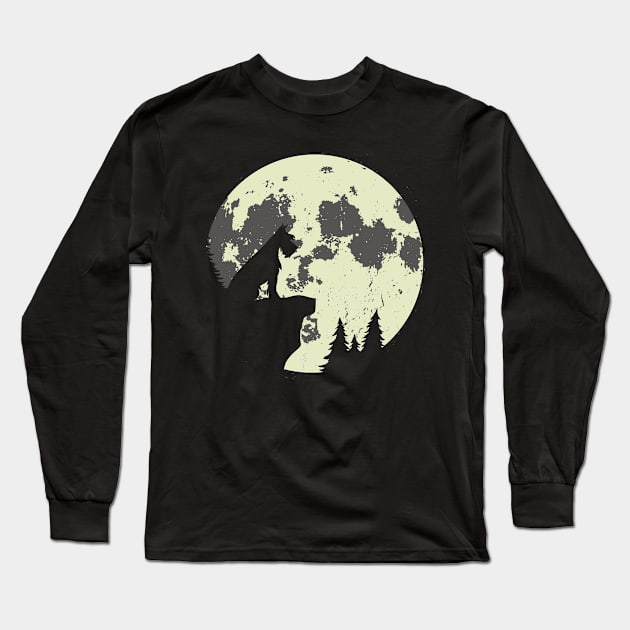 Schnauzer Moon Long Sleeve T-Shirt by Roy J Designs